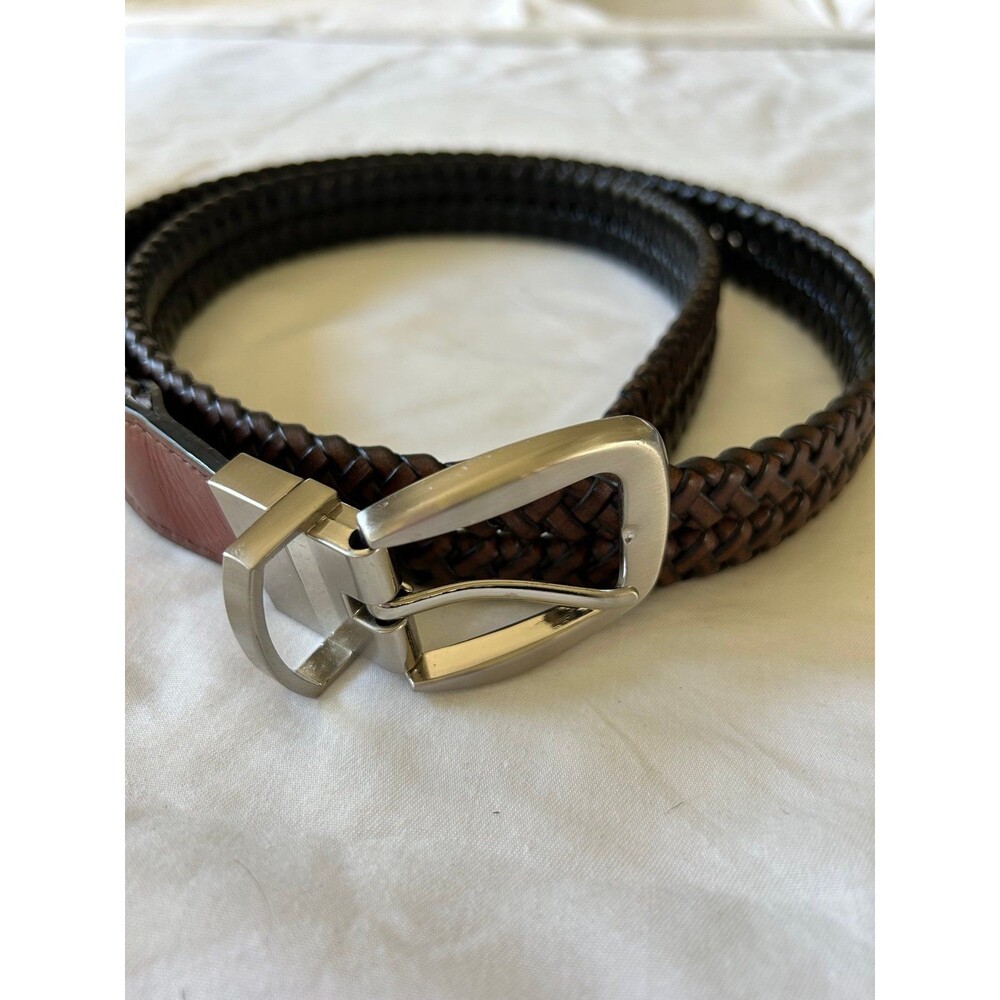 Men's Brown/Black Reversible Braided Leather Belt